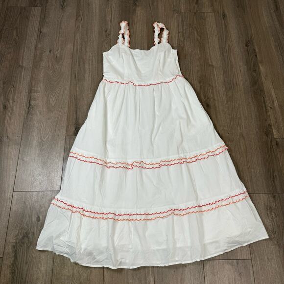 J Crew Scalloped Trim Sleeveless Flowy Midi Dress US Women's 10 New - Picture 2 of 9